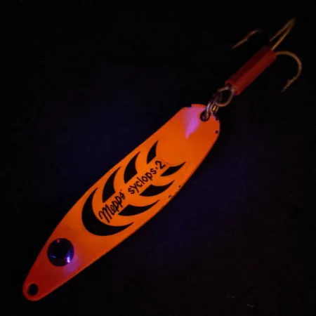 Mepps Syclops 2 UV (світиться в ультрафіолеті), помаранчевий/золото, 17 г, блесна коливалка (колебалка) #14157