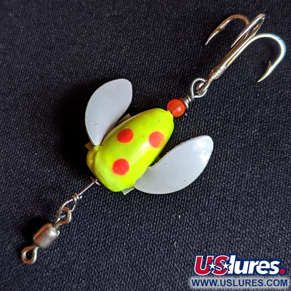 Yakima Bait Spin-N-Glo, Шартрез/червоний/білий, 1,2 г, блешня оберталка (вертушка) #14167