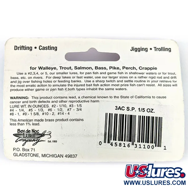  Bay de Noc Swedish Pimple #3, Карбована мідь, 6 г, блесна коливалка (колебалка) #14591