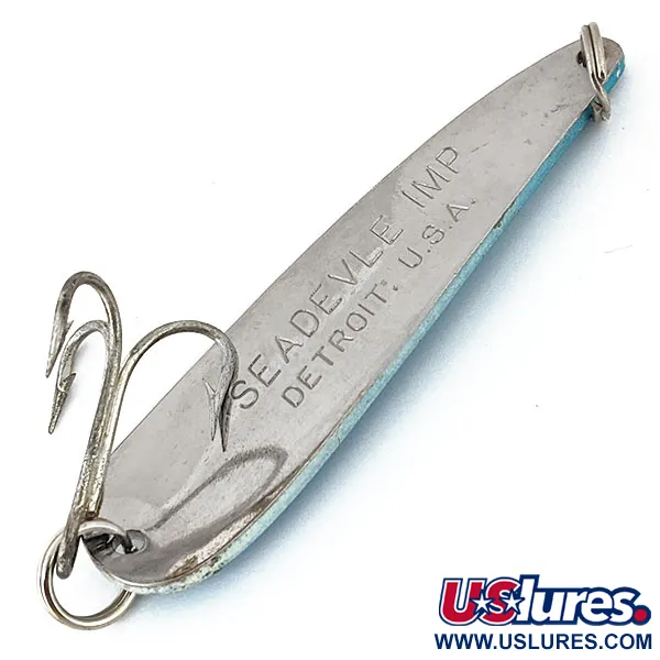 Eppinger ​Dardevle Seadevle Imp UV (світиться в ультрафіолеті), білий/синій/нікель UV - світиться в ультрафіолеті, 28 г, блесна коливалка (колебалка) #14684