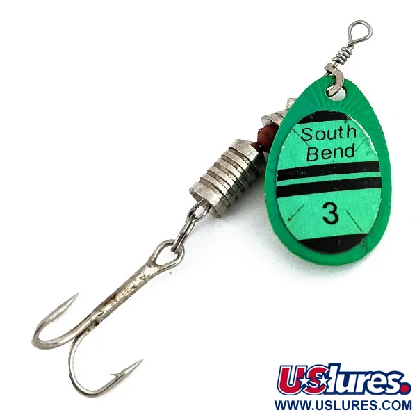  South Bend 3, Хром/зелений, 7 г, блешня оберталка (вертушка) #15241
