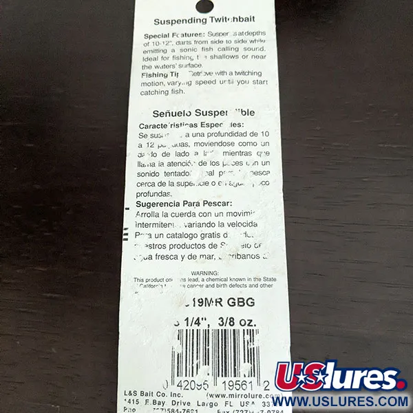 L&S Bait Mirro lure MirrOlure MirrOMinnow 19MR Suspending Twitchbait, золото, 11 г, воблер #16300