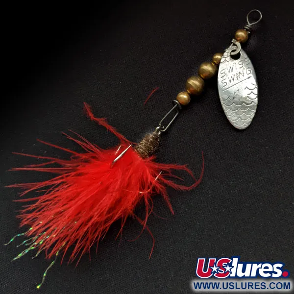 Renosky Lures Swiss Swing, срібло/червоний, 3,5 г, блешня оберталка (вертушка) #16625