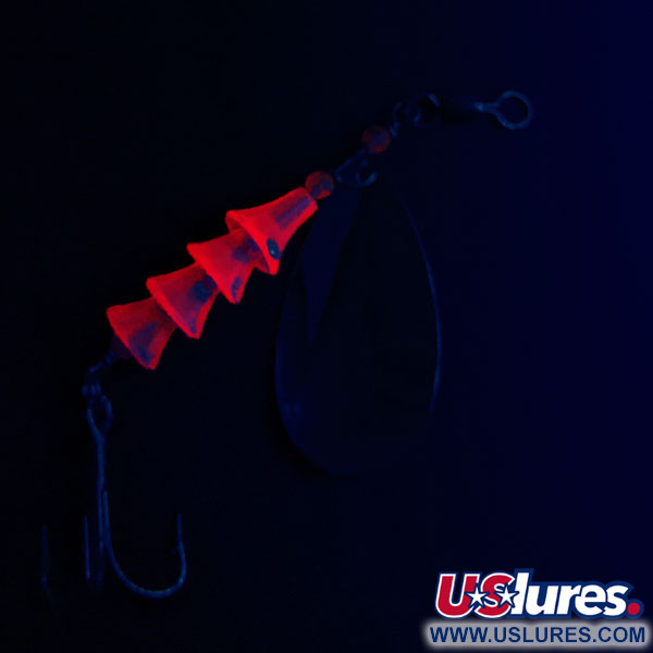  Luhr Jensen Tee Spoon 4, нікель/Червоний UV - світиться в ультрафіолеті, 10 г, блешня оберталка (вертушка) #16629