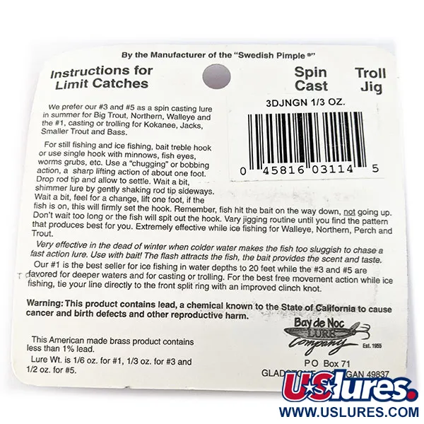  ​Bay de Noc Do-Jigger #3, нікель/зелений, 9 г, блесна коливалка (колебалка) #16756