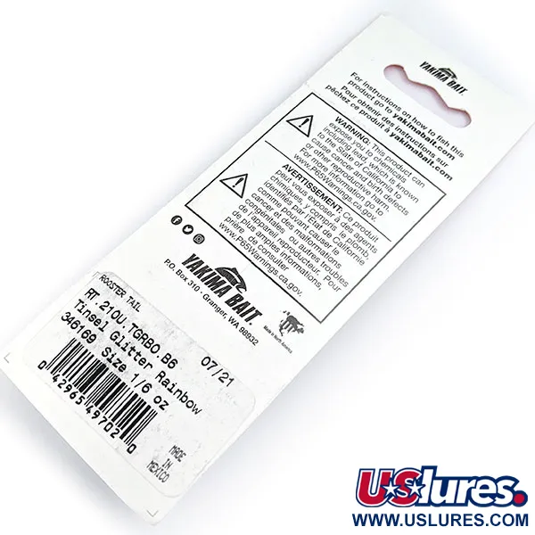 Yakima Bait Worden’s Original Rooster Tail, Tinsel Glitter Rainbow, 4,7 г, блешня оберталка (вертушка) #16798