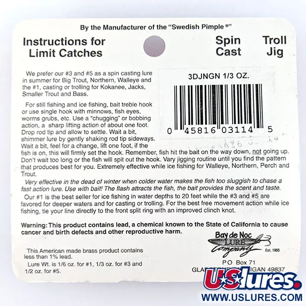  Bay de Noc Do-Jigger #3, нікель/зелений, 9 г, блесна коливалка (колебалка) #18423