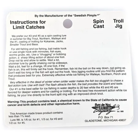 Bay de Noc Do-Jigger #3, 9 г, блесна коливалка (колебалка) #17193