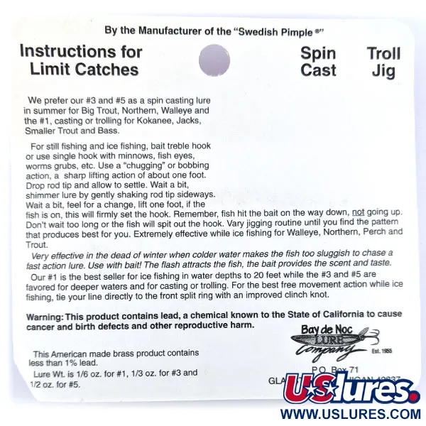  Bay de Noc Do-Jigger UV (світиться в ультрафіолеті), , 9 г, блесна коливалка (колебалка) #17838