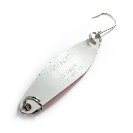 Luhr Jensen Needle fish 2 UV (світиться в ультрафіолеті), Білий/оранжевий UV, 3 г, блесна коливалка (колебалка) #17598