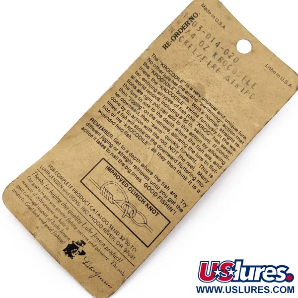 Luhr Jensen ​Krocodile #3 UV (світиться в ультрафіолеті) (1970-х), нікель/червоний UV, 9 г, блесна коливалка (колебалка) #17644