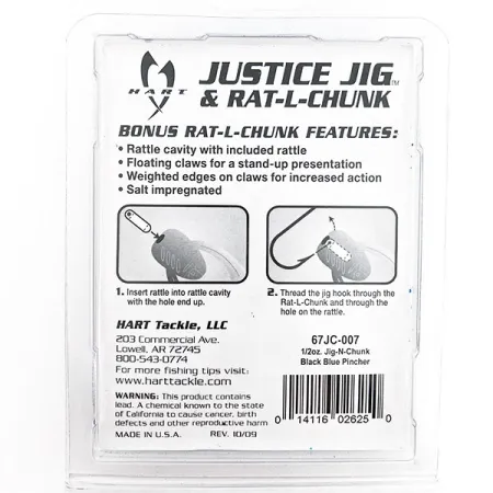 Hart Justice Jig-N-Chunk, Black Blue Pincher, 14 г, до рибалки #17971