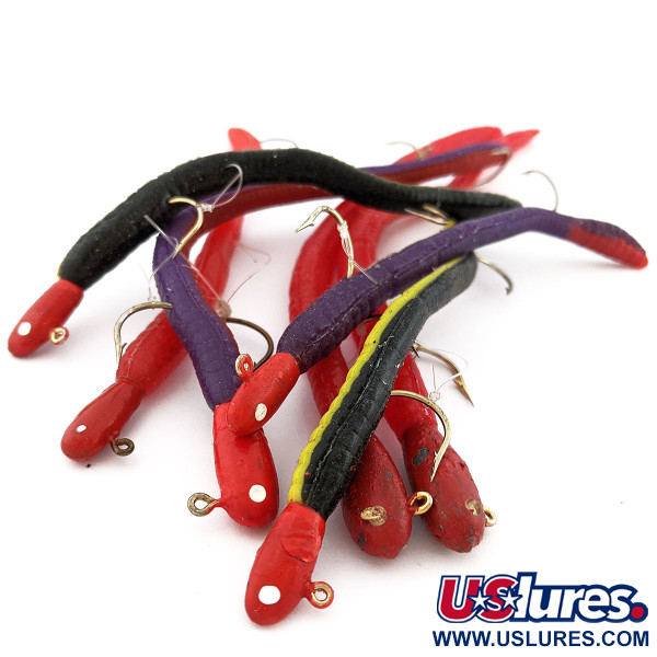 Westys Westy Worms 1/4 4'' 1/2 6'', 7 штук, Червоний/чорний/фіолетовий/зелений​, , до рибалки #18006