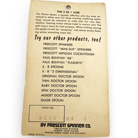 Prescott Spinner The original Doctor Spoon 265, нікель, 10 г, блесна коливалка (колебалка) #18889