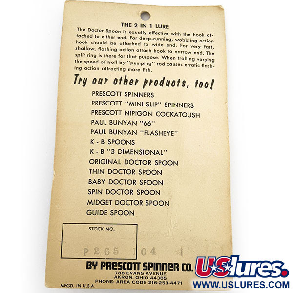 Prescott Spinner The original Doctor Spoon 265, нікель, 10 г, блесна коливалка (колебалка) #18889