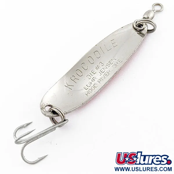 Luhr Jensen Krocodile #3, нікель/червоний/білий, 10 г, блесна коливалка (колебалка) #18955