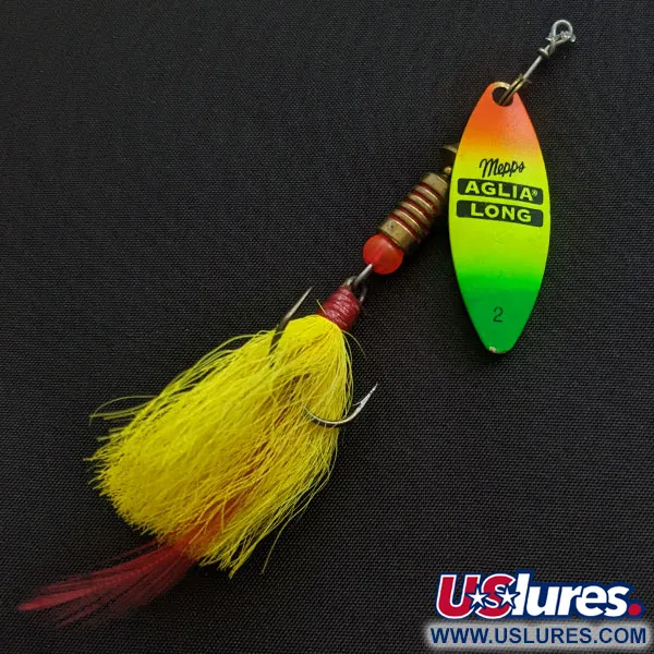  Mepps Aglia Long 2 Dressed (Bucktail ), Fluo UV, 7,4 г, блешня оберталка (вертушка) #19411
