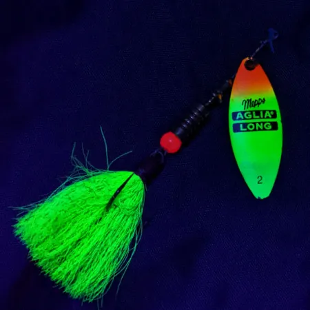 Mepps Aglia Long 2 Dressed (Bucktail ), Fluo UV, 7,4 г, блешня оберталка (вертушка) #19411