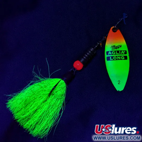  Mepps Aglia Long 2 Dressed (Bucktail ), Fluo UV, 7,4 г, блешня оберталка (вертушка) #19411