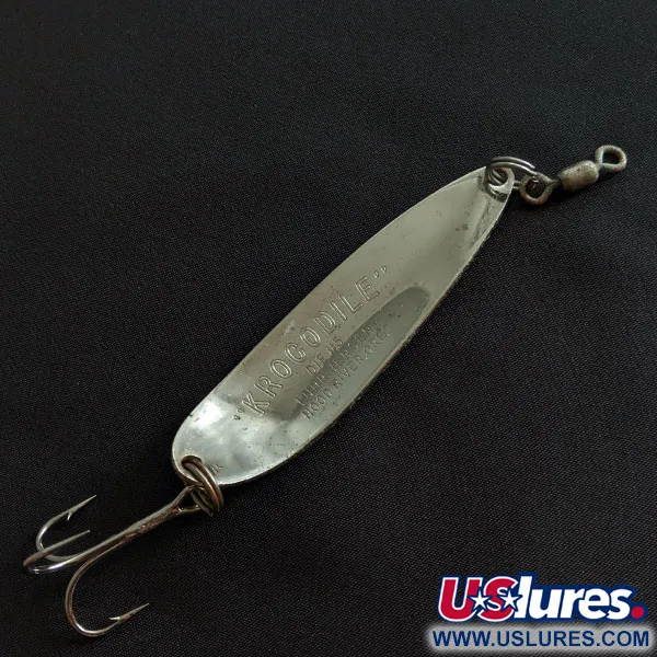 Luhr Jensen Krocodile #5 Glow, нікель/білий/зелений Glow - світиться у темряві., 25 г, блесна коливалка (колебалка) #19488