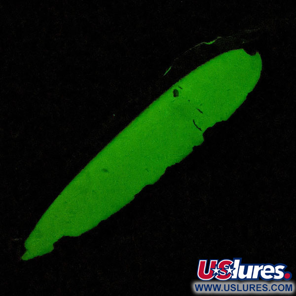 Luhr Jensen Krocodile #5 Glow, нікель/білий/зелений Glow - світиться у темряві., 25 г, блесна коливалка (колебалка) #19488