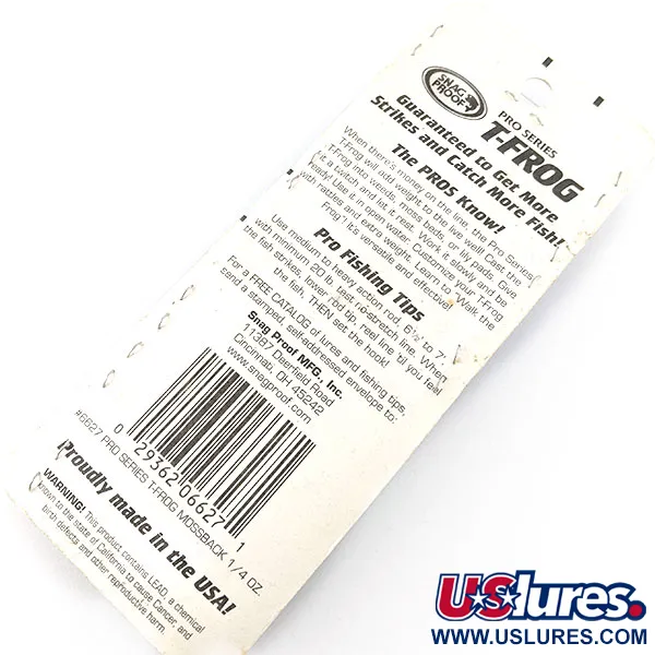 Snag Proof Pro series T-Frog #6227, Mossback, 7 г, воблер #20568