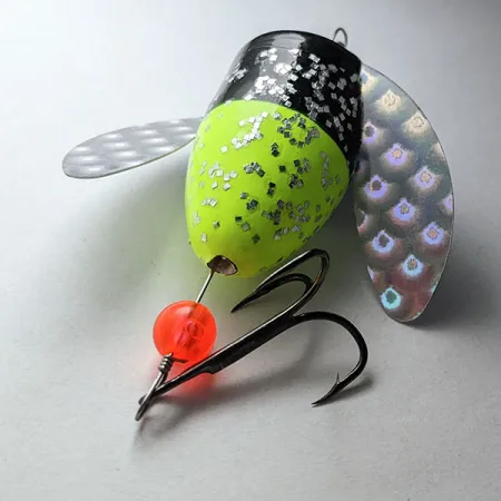 Yakima Bait Spin-N-Glo, Mylar Wings  - Glitter  Chartreuse Black, 8 г, блешня оберталка (вертушка) #20787