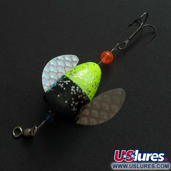 Yakima Bait Spin-N-Glo, Mylar Wings  - Glitter  Chartreuse Black, 8 г, до рибалки #20787