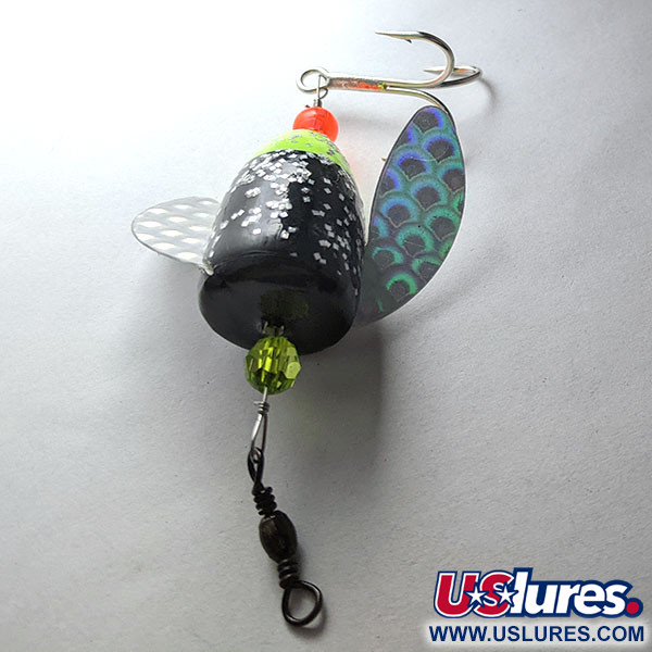 Yakima Bait Spin-N-Glo, Mylar Wings - Glitter Chartreuse Black, 8 г, блешня оберталка (вертушка) #20952