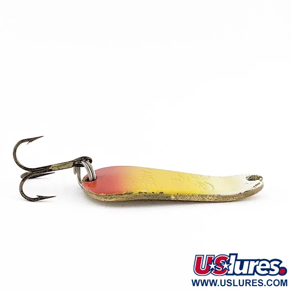  Luhr Jensen Maisie, білий/жовтий/червоний/латунь, 7 г, блесна коливалка (колебалка) #22106