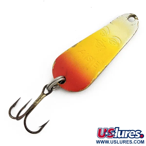  Luhr Jensen Maisie, білий/жовтий/червоний/латунь, 7 г, блесна коливалка (колебалка) #22106