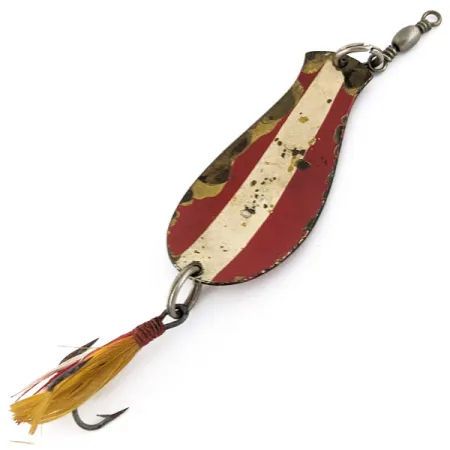 South Bend Spoon-Oreno 1950-х років, червоний/білий/латунь, 14 г, блесна коливалка (колебалка) #22603