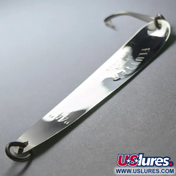 Luhr Jensen Flutter Spoon 44 Glow, нікель/білий/зелений Glow - світиться у темряві, 4 г, блесна коливалка (колебалка) #22875