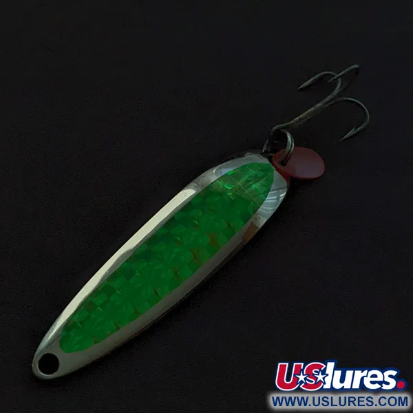 Luhr Jensen Krocodile #4, нікель/зелений, 17 г, блесна коливалка (колебалка) #23161