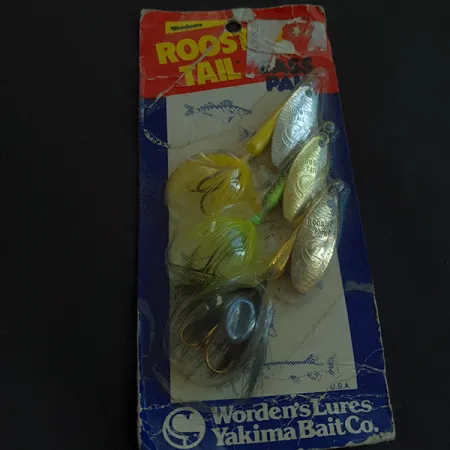 Yakima Bait Worden's Original Rooster Tail Bass Pak, срібло/золото/жовтий/зелений, 7 г, блешня оберталка (вертушка) #23168