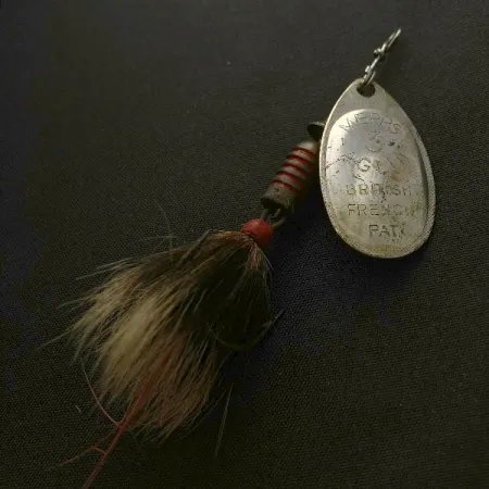 Mepps Aglia 3 dressed (з хвосту білки) 1960-х років, silver, 7,3, блешня оберталка (вертушка) #23570