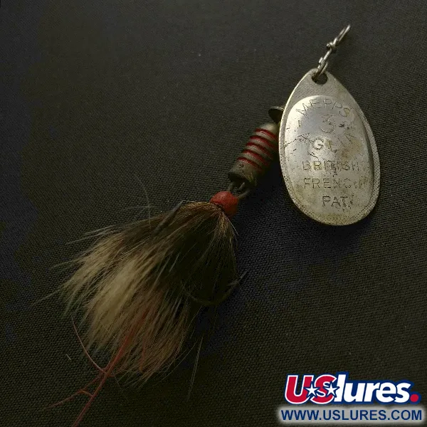 Mepps Aglia 3 dressed (з хвосту білки) 1960-х років, silver, 7,3, блешня оберталка (вертушка) #23570