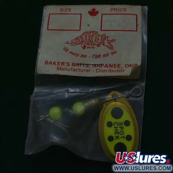 BAKER'S BAITS Baker's Spot Chek Spinner, латунь/шартрез, 7, блешня оберталка (вертушка) #23842