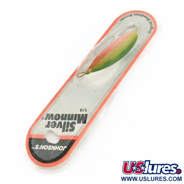Johnson Silver Minnow незачіпляйка, Зелений/оранжевий/нікель, 21, блесна коливалка (колебалка) #24267
