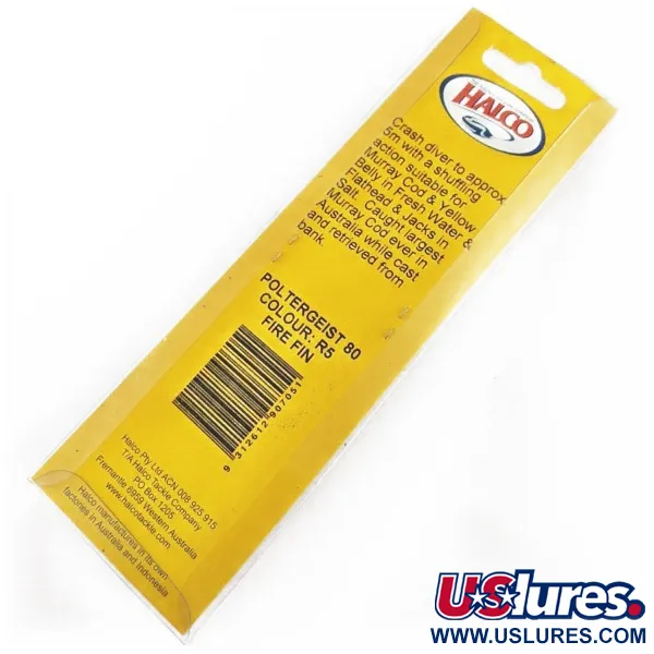  Halco Poltergeist 80, Fire Fin, 17, воблер #24305