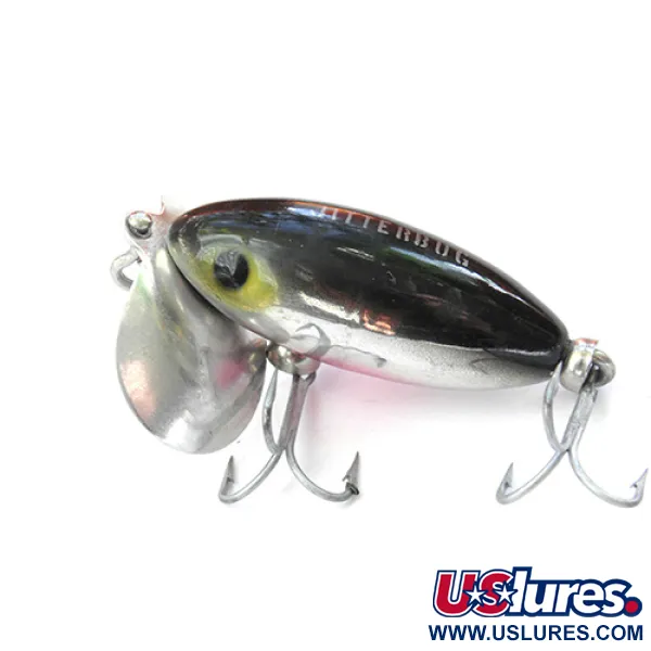  Fred Arbogast Jitterbug, чорний/нікель/рожевий, 1/4 oz, (7 г), воблер #0085