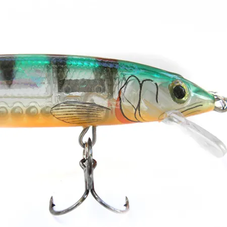 Rapala Husky Jerk, напівпрозорий/помаранчевий/зелений/чорні смужки, 12 г, воблер #0088