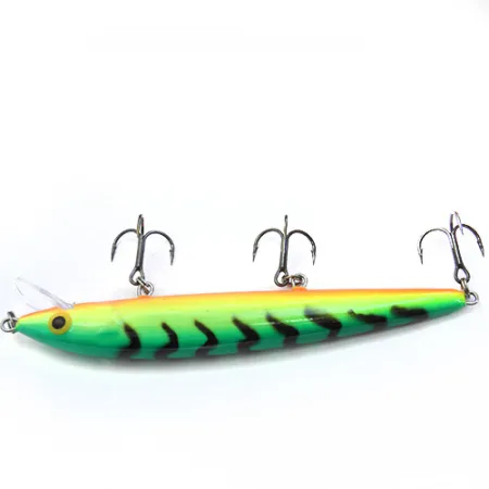 Rapala Husky Jerk, зелений/жовтий/помаранчевий/чорні смужки, 12 г, воблер #0089
