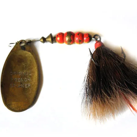 Mepps 5 Dressed (c хвостом), білий/червоний/латунь, 14,2 г, блешня оберталка (вертушка) #0222