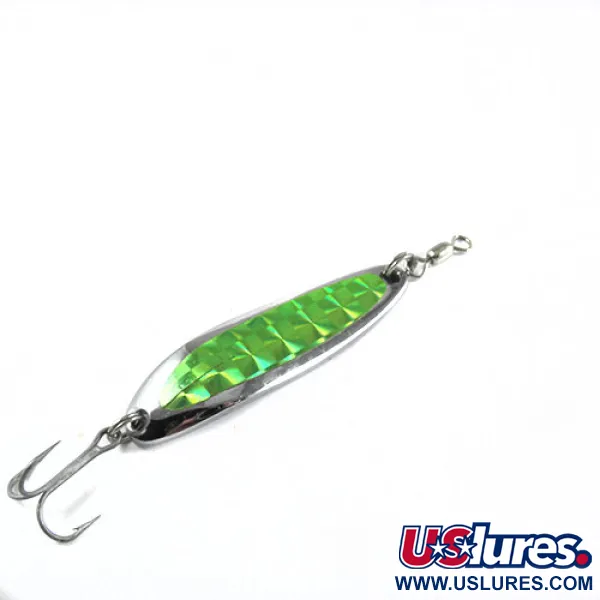 Luhr Jensen Krocodile DIE #3, нікель/зелена голограма, 14 г, блесна коливалка (колебалка) #0402