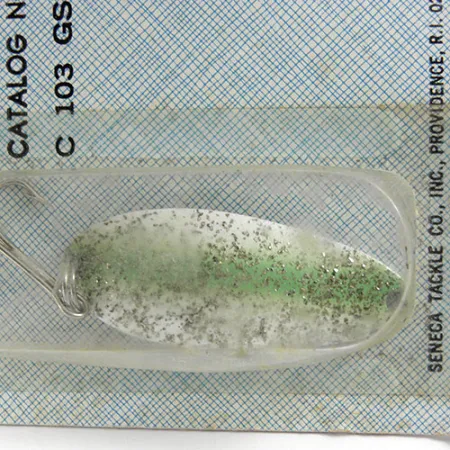 Seneca Little Cleo (Hula Girl), білий/зелений/блискітки, 10 г, блесна коливалка (колебалка) #0803