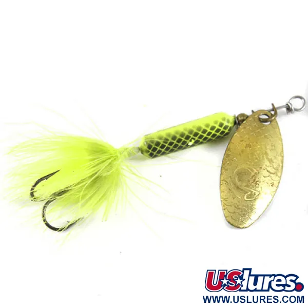 Yakima Bait Worden’s Original Rooster Tail, неоновий зелений/латунь, 7 г, блешня оберталка (вертушка) #0979