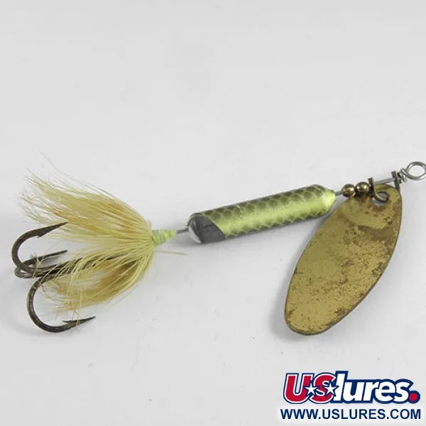 Yakima Bait Worden’s Original Rooster Tail, сірий/жовтий/латунь, 8 г, блешня оберталка (вертушка) #0983