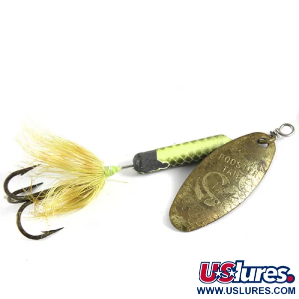 Yakima Bait Worden’s Original Rooster Tail, сірий/жовтий/латунь, 8 г, блешня оберталка (вертушка) #0983