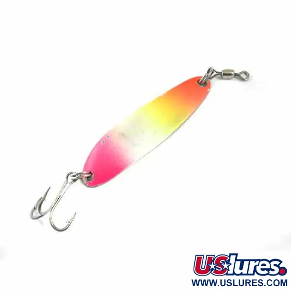 Luhr Jensen Krocodile DIE #3, яскравий жовтий, помаранчевий, рожевий/нікель, 10 г, блесна коливалка (колебалка) #1377